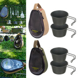 Maxbell Stainless Steel Bowl Picnic Cookware with Storage Bag for Beach BBQ Hiking Khaki