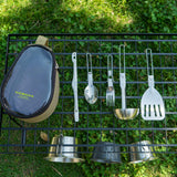 Maxbell Stainless Steel Bowl Picnic Cookware with Storage Bag for Beach BBQ Hiking Khaki