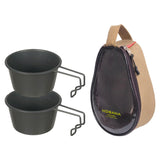 Maxbell Stainless Steel Bowl Picnic Cookware with Storage Bag for Beach BBQ Hiking Khaki