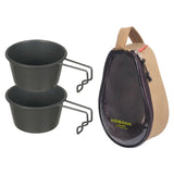 Maxbell Stainless Steel Bowl Picnic Cookware with Storage Bag for Beach BBQ Hiking Khaki