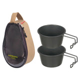 Maxbell Stainless Steel Bowl Picnic Cookware with Storage Bag for Beach BBQ Hiking Khaki