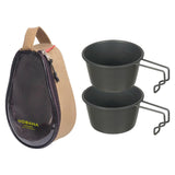 Maxbell Stainless Steel Bowl Picnic Cookware with Storage Bag for Beach BBQ Hiking Khaki