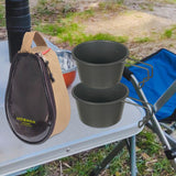 Maxbell Stainless Steel Bowl Picnic Cookware with Storage Bag for Beach BBQ Hiking Khaki