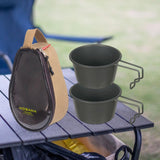 Maxbell Stainless Steel Bowl Picnic Cookware with Storage Bag for Beach BBQ Hiking Khaki