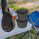 Maxbell Stainless Steel Bowl Picnic Cookware with Storage Bag for Beach BBQ Hiking Green