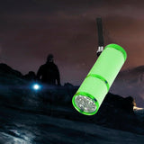 Maxbell Portable Handheld flashlights 9 LED Aluminum Diameter 2.5cm Length 9cm Green