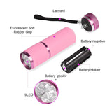 Maxbell Portable Handheld flashlights 9 LED Aluminum Diameter 2.5cm Length 9cm Pink
