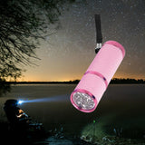 Maxbell Portable Handheld flashlights 9 LED Aluminum Diameter 2.5cm Length 9cm Pink