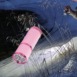 Maxbell Portable Handheld flashlights 9 LED Aluminum Diameter 2.5cm Length 9cm Pink