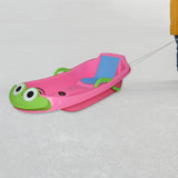 Maxbell Snow Sled Wear Resistant Non Slip Board Sledge for Skating Skiing Winter Frog Pink
