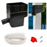 Maxbell Rain Water Collection System Yard Gutter Drain with Hose Rainwater Collector Black