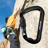 Maxbell Climbing Carabiner Clip Sturdy for Camping Hammock Rappelling Mountaineering Black  Screw Lock