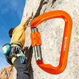 Maxbell Climbing Carabiner Clip Sturdy for Camping Hammock Rappelling Mountaineering Orange Color Screw Lock