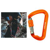 Maxbell Climbing Carabiner Clip Sturdy for Camping Hammock Rappelling Mountaineering Orange Color Screw Lock