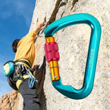 Maxbell Climbing Carabiner Clip Sturdy for Camping Hammock Rappelling Mountaineering Blue Color Screw Lock