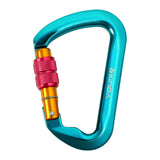 Maxbell Climbing Carabiner Clip Sturdy for Camping Hammock Rappelling Mountaineering Blue Color Screw Lock
