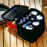 Maxbell Portable Condiments Box Handbag Travel Empty Camping Spice Jars Storage Bag Black