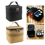 Maxbell Portable Condiments Box Handbag Travel Empty Camping Spice Jars Storage Bag Black