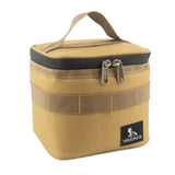 Maxbell Portable Condiments Box Handbag Travel Empty Camping Spice Jars Storage Bag Khaki