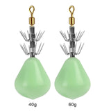 Maxbell Fluorescent Squid Jig Multineedle Baits Glow Squid Jigs Durable for 60g