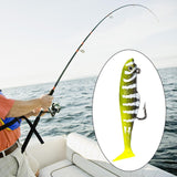 Maxbell Creative Fishing Lure Hook Lifelike Realistic Bait T Tail for Outdoor Yellow