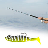 Maxbell Creative Fishing Lure Hook Lifelike Realistic Bait T Tail for Outdoor Yellow