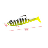 Maxbell Creative Fishing Lure Hook Lifelike Realistic Bait T Tail for Outdoor Yellow