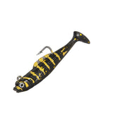 Maxbell Creative Fishing Lure Hook Lifelike Realistic Bait T Tail for Outdoor Black Aureate