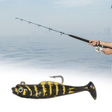 Maxbell Creative Fishing Lure Hook Lifelike Realistic Bait T Tail for Outdoor Black Aureate