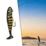 Maxbell Creative Fishing Lure Hook Lifelike Realistic Bait T Tail for Outdoor Black Aureate