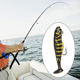 Maxbell Creative Fishing Lure Hook Lifelike Realistic Bait T Tail for Outdoor Black Aureate