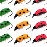 Maxbell Lifelike Ladybug Fly Lure Durable Hooks Sturdy for Streams Fishing Outdoor 12 Piece