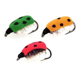 Maxbell Lifelike Ladybug Fly Lure Durable Hooks Sturdy for Streams Fishing Outdoor 12 Piece