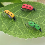 Maxbell Lifelike Ladybug Fly Lure Durable Hooks Sturdy for Streams Fishing Outdoor 12 Piece