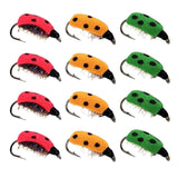 Maxbell Lifelike Ladybug Fly Lure Durable Hooks Sturdy for Streams Fishing Outdoor 12 Piece