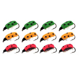 Maxbell Lifelike Ladybug Fly Lure Durable Hooks Sturdy for Streams Fishing Outdoor 12 Piece