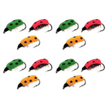 Maxbell Lifelike Ladybug Fly Lure Durable Hooks Sturdy for Streams Fishing Outdoor 12 Piece