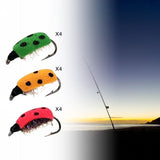 Maxbell Lifelike Ladybug Fly Lure Durable Hooks Sturdy for Streams Fishing Outdoor 12 Piece