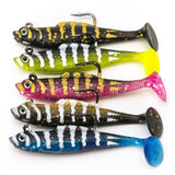 Maxbell 5Pcs Paddle Tail Soft Baits Fishing Lures Kit Diving for Redfish Trout