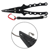 Maxbell Professional Fishing Pliers Line Cutter Hook Remover Multi Tool with Lanyard Black