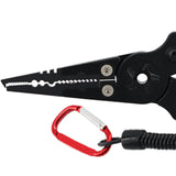 Maxbell Professional Fishing Pliers Line Cutter Hook Remover Multi Tool with Lanyard Black