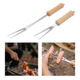 Maxbell Barbecue Fork Wood Handle Kitchen Accessories for Outdoor Party Cooking 2.8cmx40cm