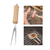 Maxbell Barbecue Fork Wood Handle Kitchen Accessories for Outdoor Party Cooking 2.8cmx28cm