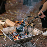Maxbell Fire Tongs Log Wood Grabber Picnic Grill Campfire Carbon Fireplace Tongs Black