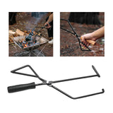 Maxbell Fire Tongs Log Wood Grabber Picnic Grill Campfire Carbon Fireplace Tongs Black