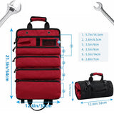 Maxbell Roll up Tool Bag Organizer with 5 Zippered Pockets for Mechanic Carpenter Red