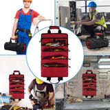 Maxbell Roll up Tool Bag Organizer with 5 Zippered Pockets for Mechanic Carpenter Red
