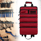 Maxbell Roll up Tool Bag Organizer with 5 Zippered Pockets for Mechanic Carpenter Red