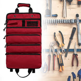 Maxbell Roll up Tool Bag Organizer with 5 Zippered Pockets for Mechanic Carpenter Red