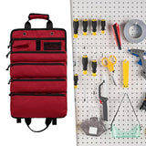 Maxbell Roll up Tool Bag Organizer with 5 Zippered Pockets for Mechanic Carpenter Red